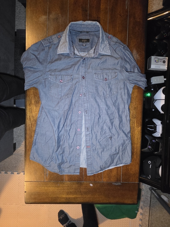 Guess Other - GUESS Men's Short-Sleeve Chambray Button-Up Shirt - Blue